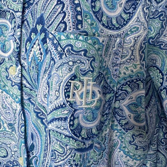 Lauren Ralph Lauren Sleepshirt Womens M Blue Knit Embroidered Button Sleepwear M - Picture 7 of 16